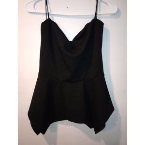 Strapless Black Peplum Textured Top